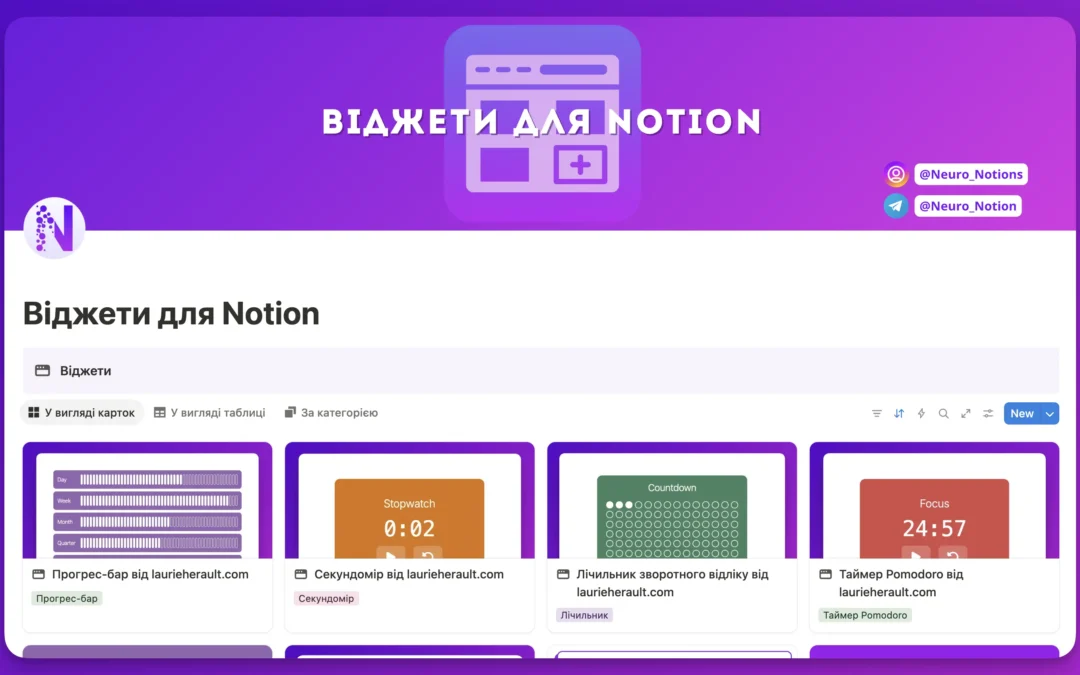 Віджети для Notion + безкоштовний шаблон